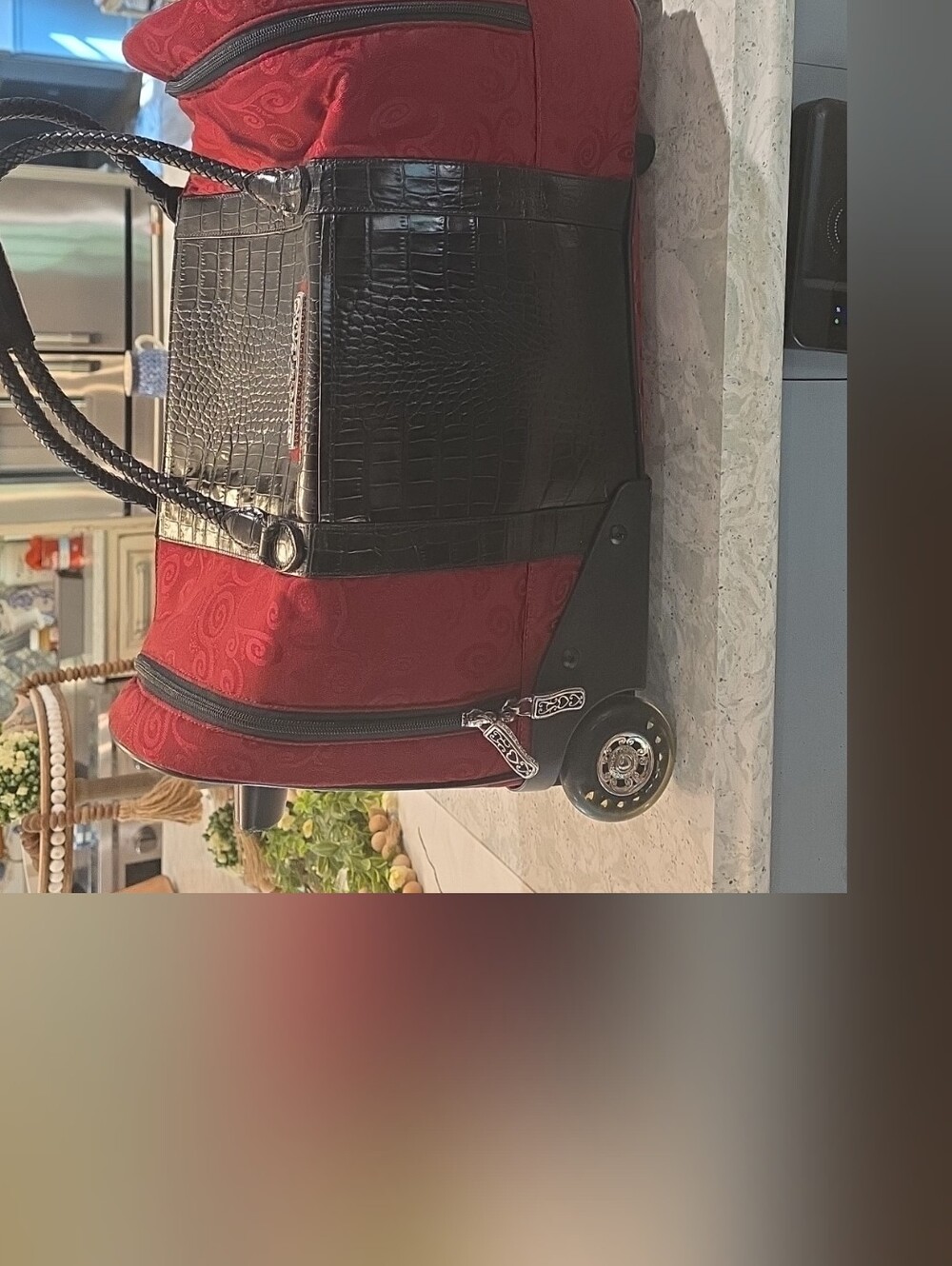 Brighton Red and Black Rolling Travel Tote